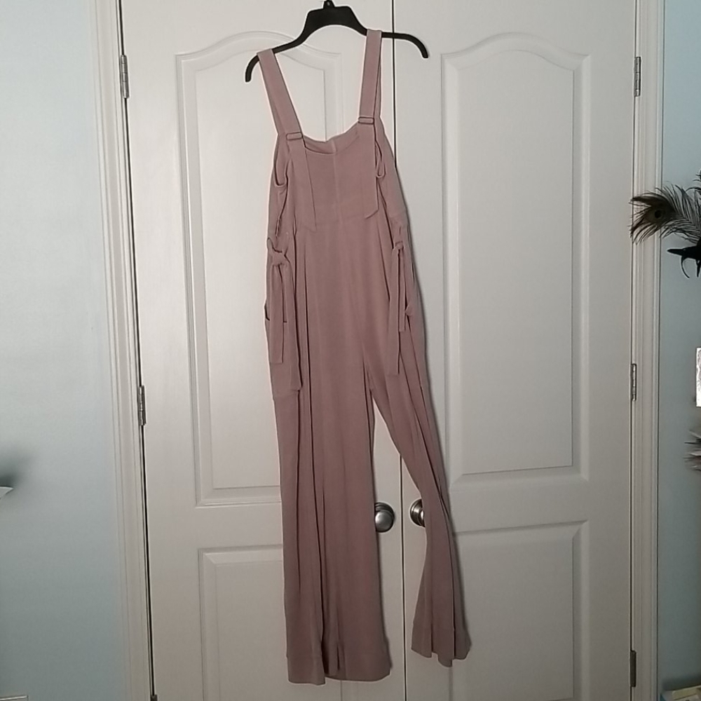 Free People Mauve Pink Wide-Leg Jumpsuit Overalls